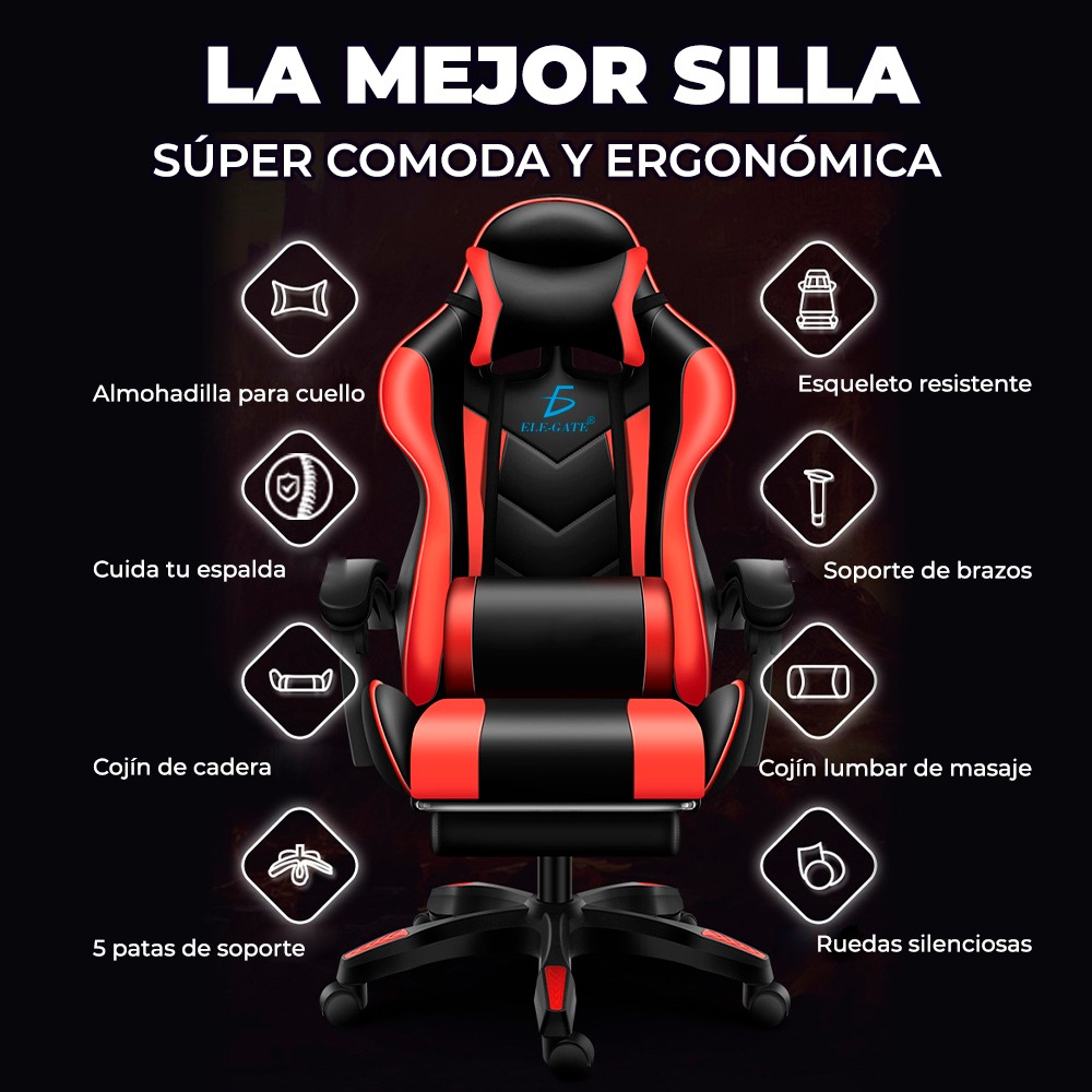 Silla Gamer Gaming Diseño Racing Video Juegos Oficina - Masaje 7 Posiciones Diferentes .