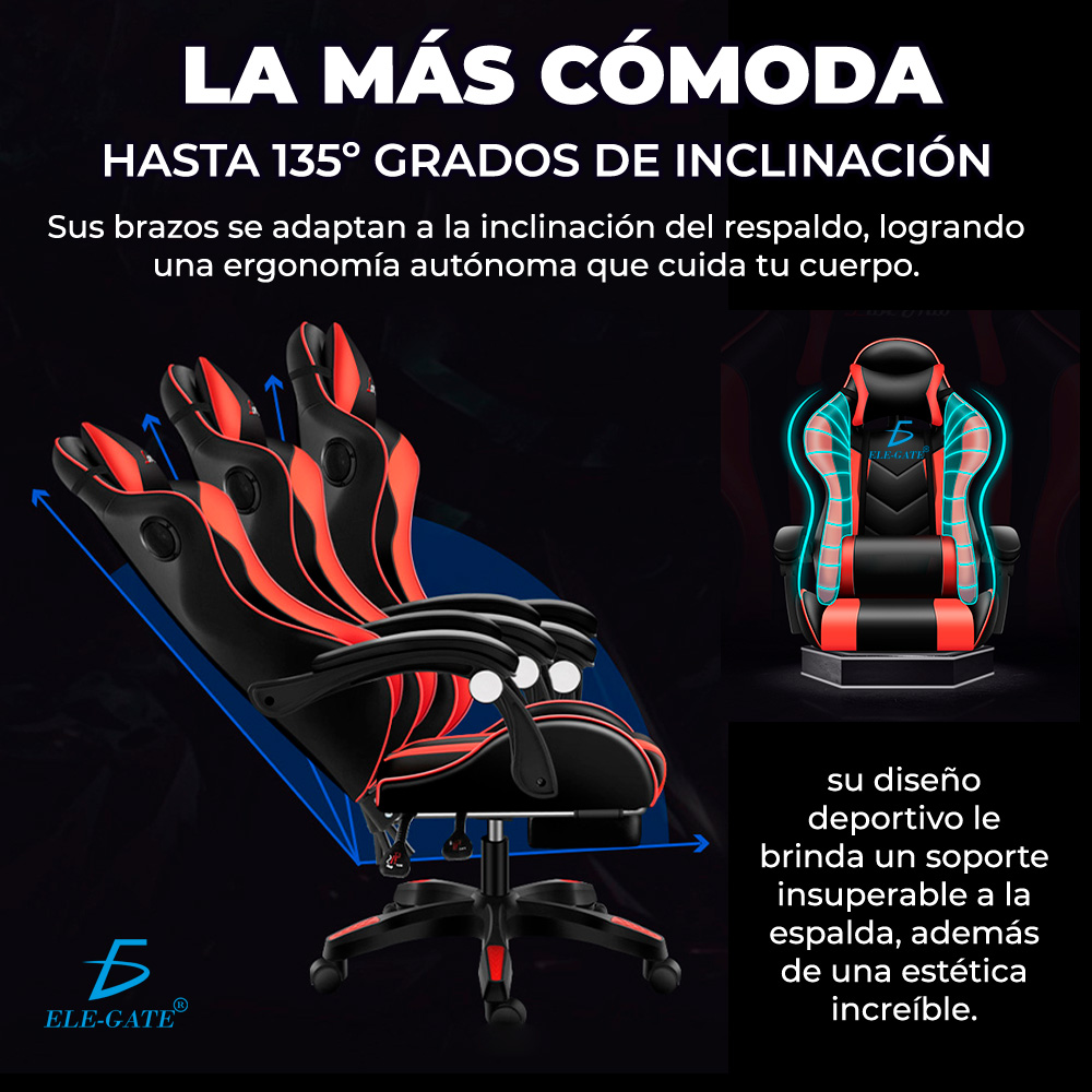 Silla Gamer Gaming Diseño Racing Video Juegos Oficina - Masaje 7 Posiciones Diferentes .