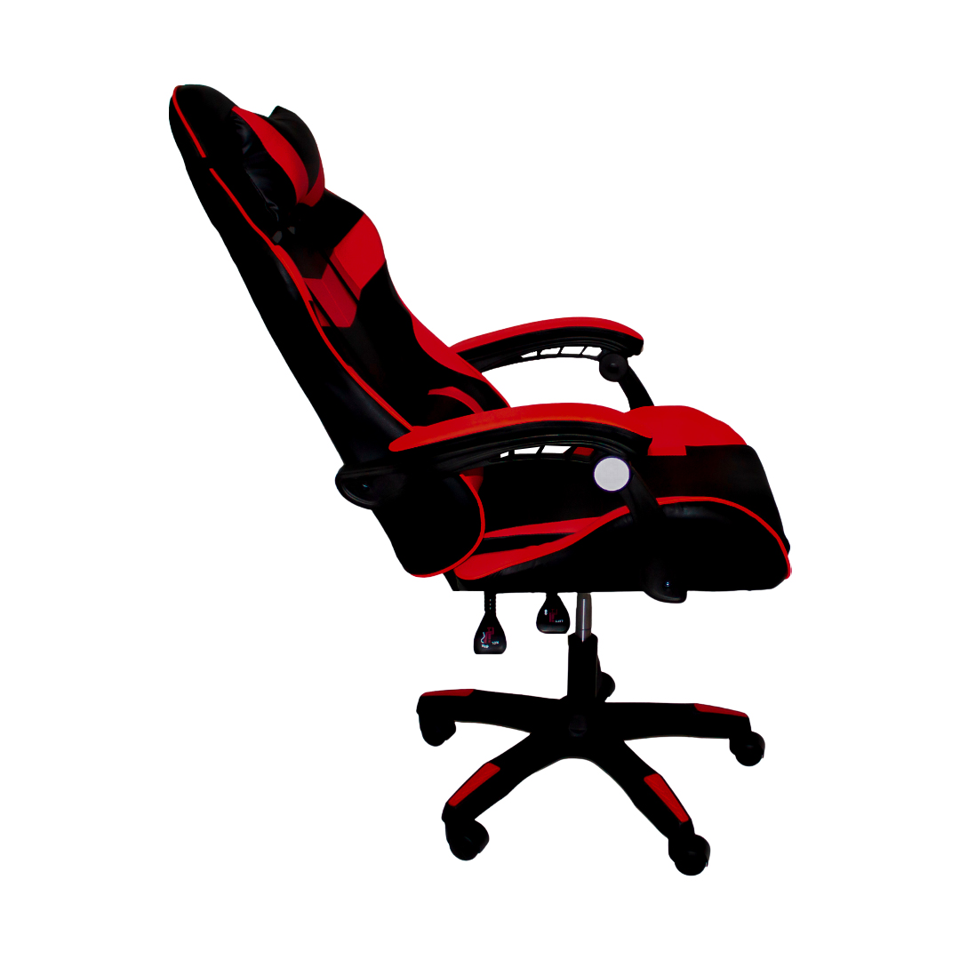 Silla Gamer Reclinable Ergonomica, Cojin Lumbar, Y Cabecera Rojo con Negro