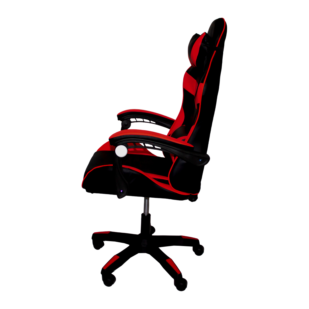 Silla Gamer Reclinable Ergonomica, Cojin Lumbar, Y Cabecera Rojo con Negro