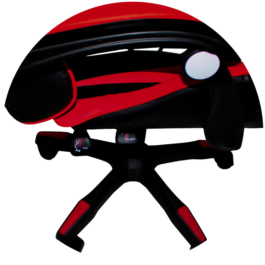 Silla Gamer Reclinable Ergonomica, Cojin Lumbar, Y Cabecera Rojo con Negro