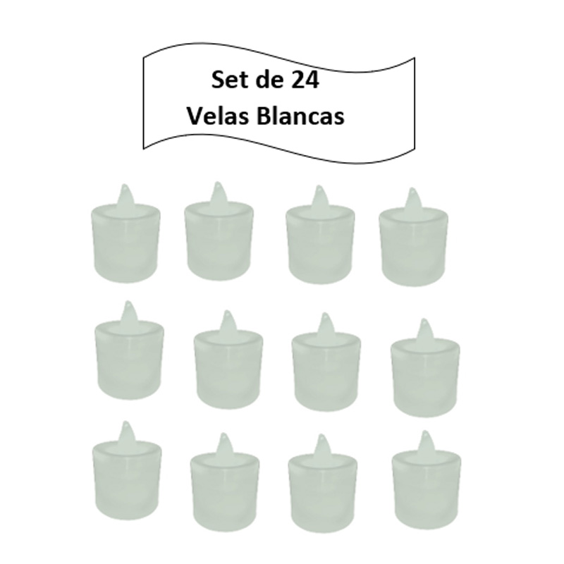 Velas Led Electricas Con Efecto Llama Pilas Bateria Decorativa Blanca 