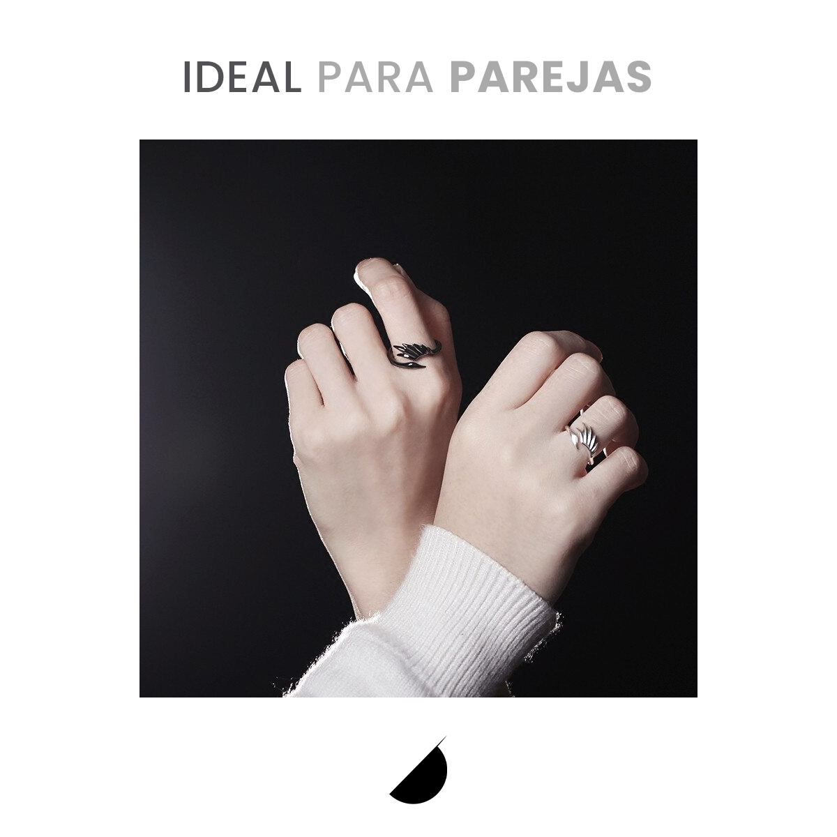 Anillos De Pareja Plata 925 Unitalla Ajustable Angel Demonio 2 Pack