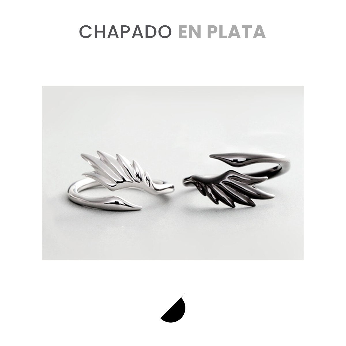 Anillos De Pareja Plata 925 Unitalla Ajustable Angel Demonio 2 Pack