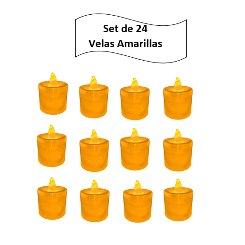 Velas Led Electricas Con Efecto Llama Pilas Bateria Decorativa Led Amarilla