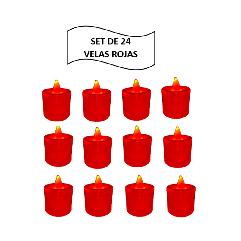 Velas Led Electricas Con Efecto Llama Pilas Bateria Decorativa Led Roja 