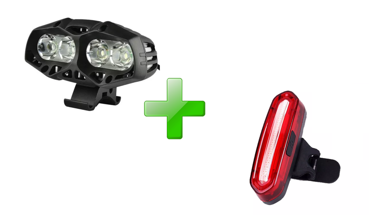 Kit De Luces Para Bicicleta Recargables Ultra Brillo 5000 Lúmenes 