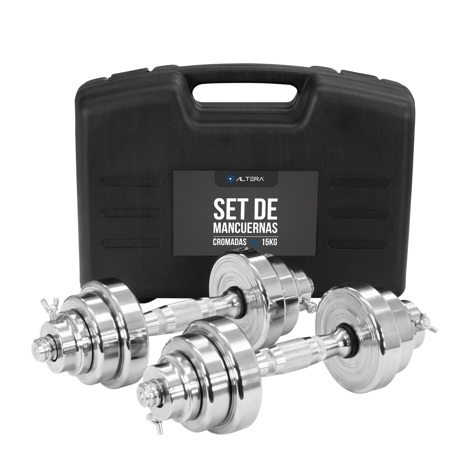 Set de Mancuernas Ajustables Altera de 15 KG con Estuche Incluido