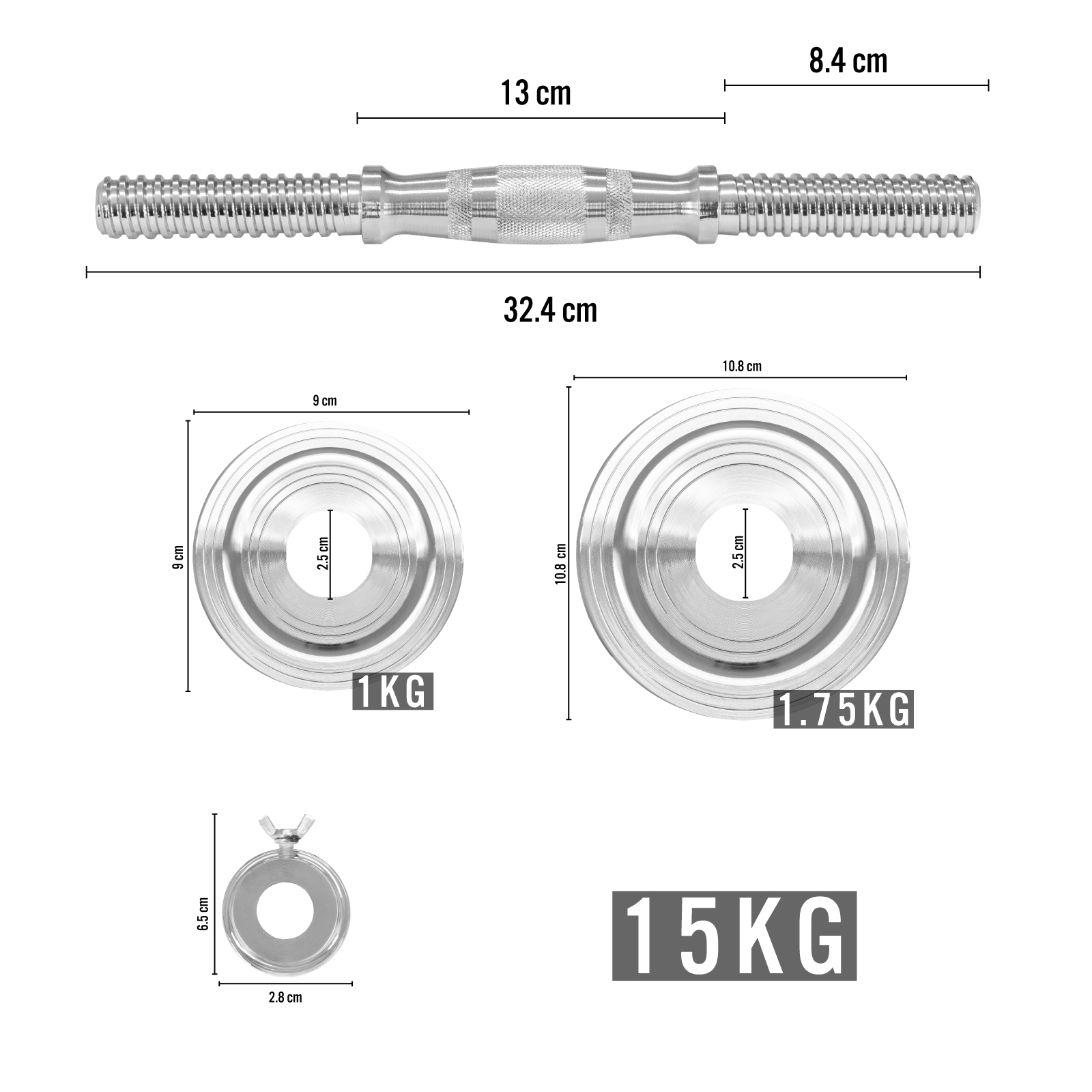 Set de Mancuernas Ajustables Altera de 15 KG con Estuche Incluido