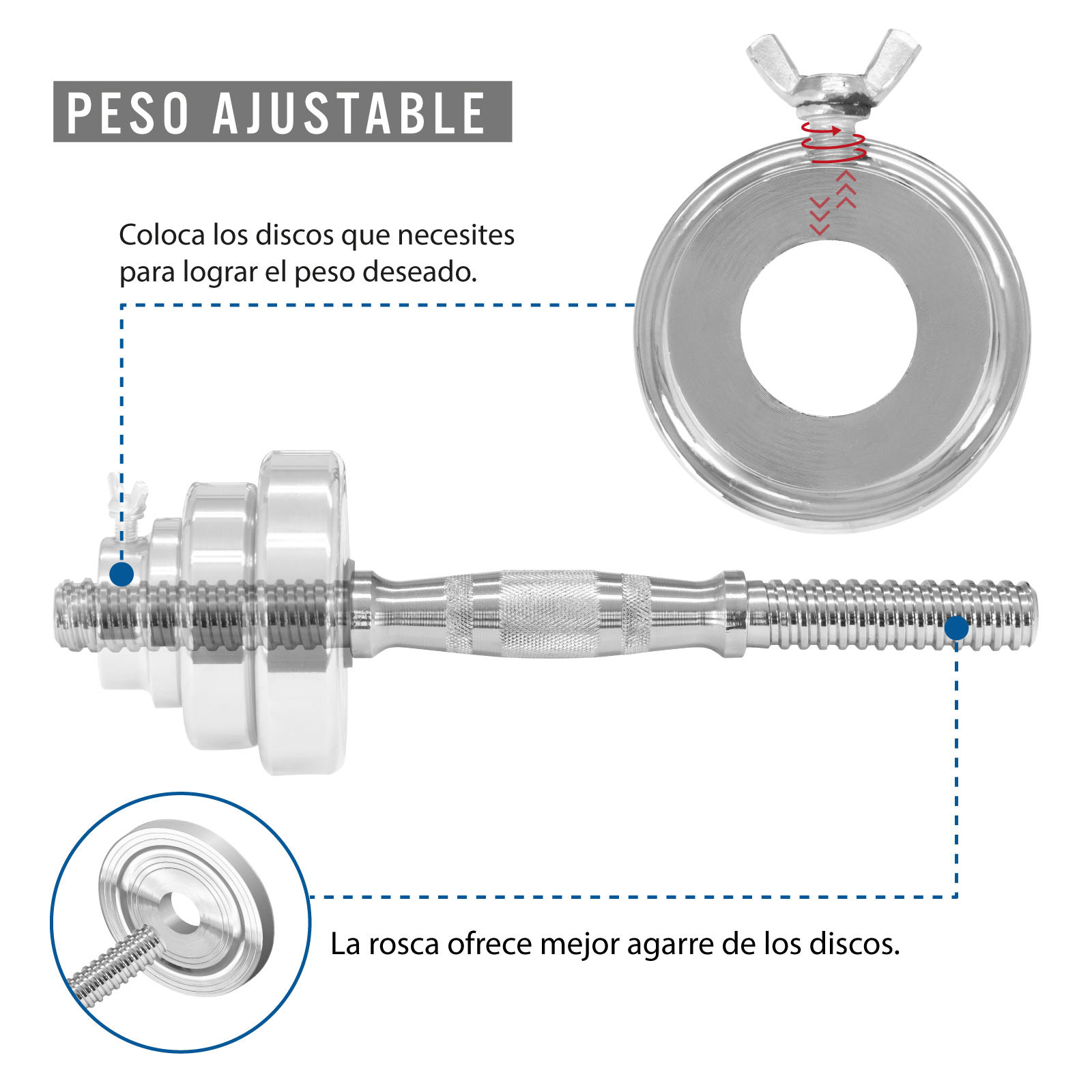 Set de Mancuernas Ajustables Altera de 15 KG con Estuche Incluido