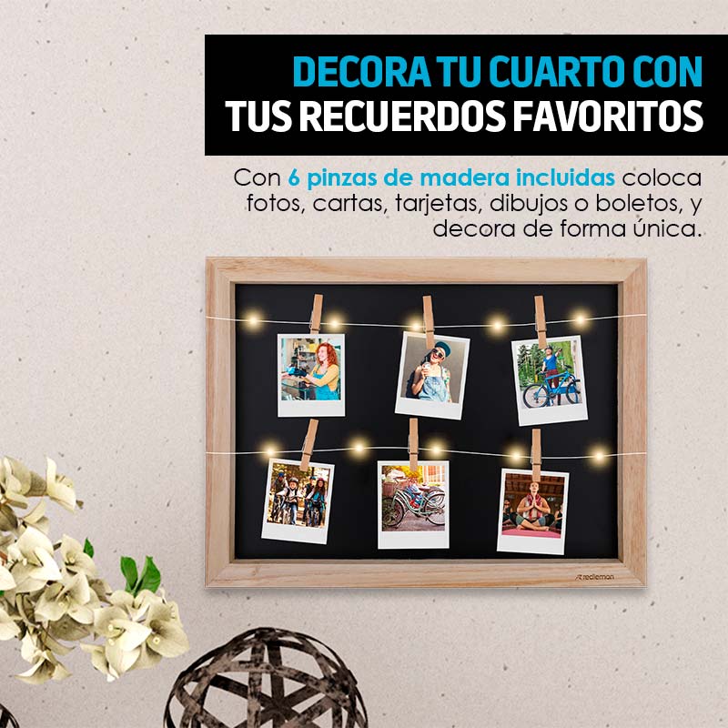 Marco para Fotos y Portarretratos de Madera con 10 Luces LED Redlemon