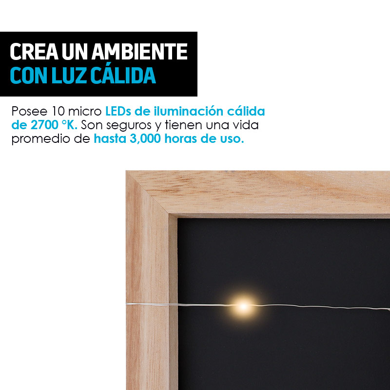 Marco para Fotos y Portarretratos de Madera con 10 Luces LED Redlemon