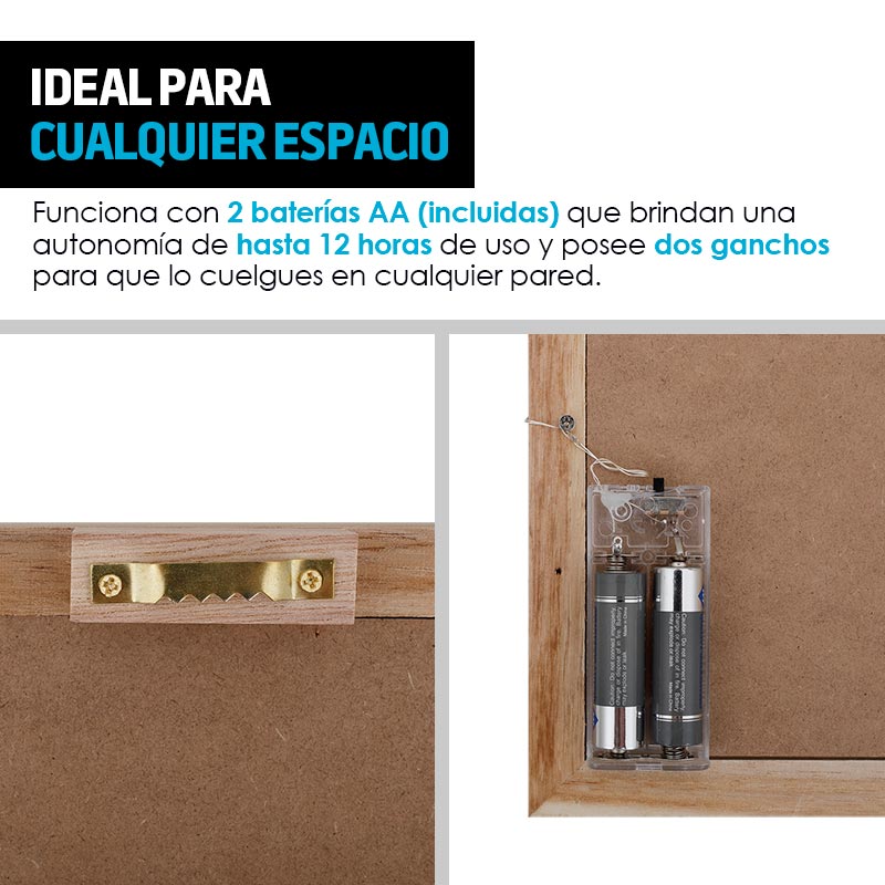 Marco para Fotos y Portarretratos de Madera con 10 Luces LED Redlemon