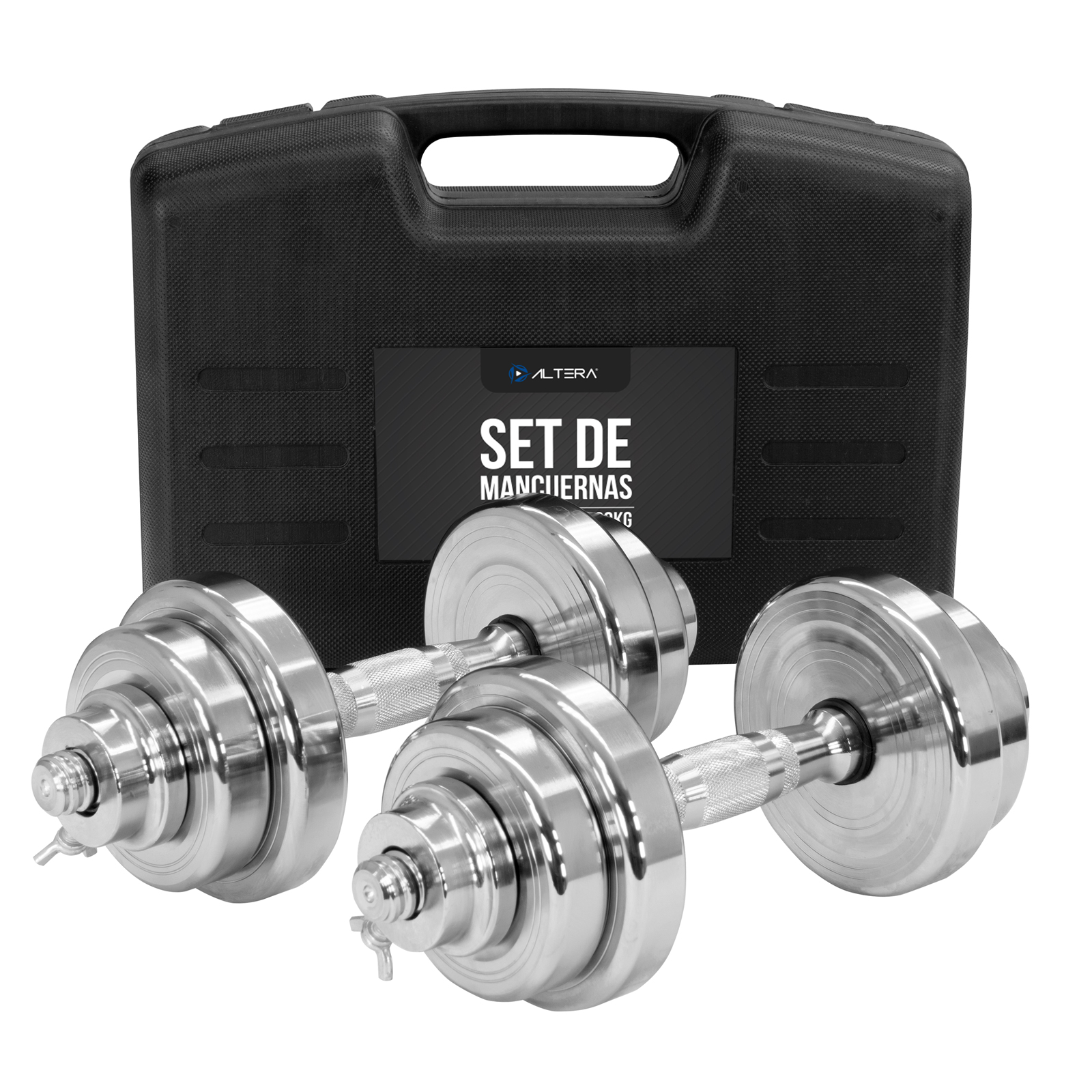 Set de Mancuernas Ajustables Altera de 20 KG con Estuche Incluido