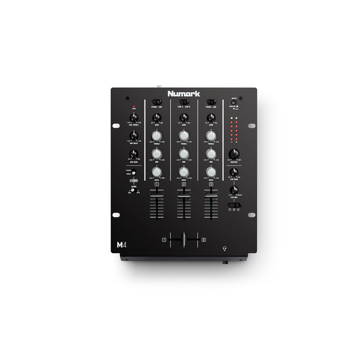Mezclador de DJ Numark M2 de 2 canales para scratch, instalable en rack, con EQ 3 bandas, entrada de micro y crossfader