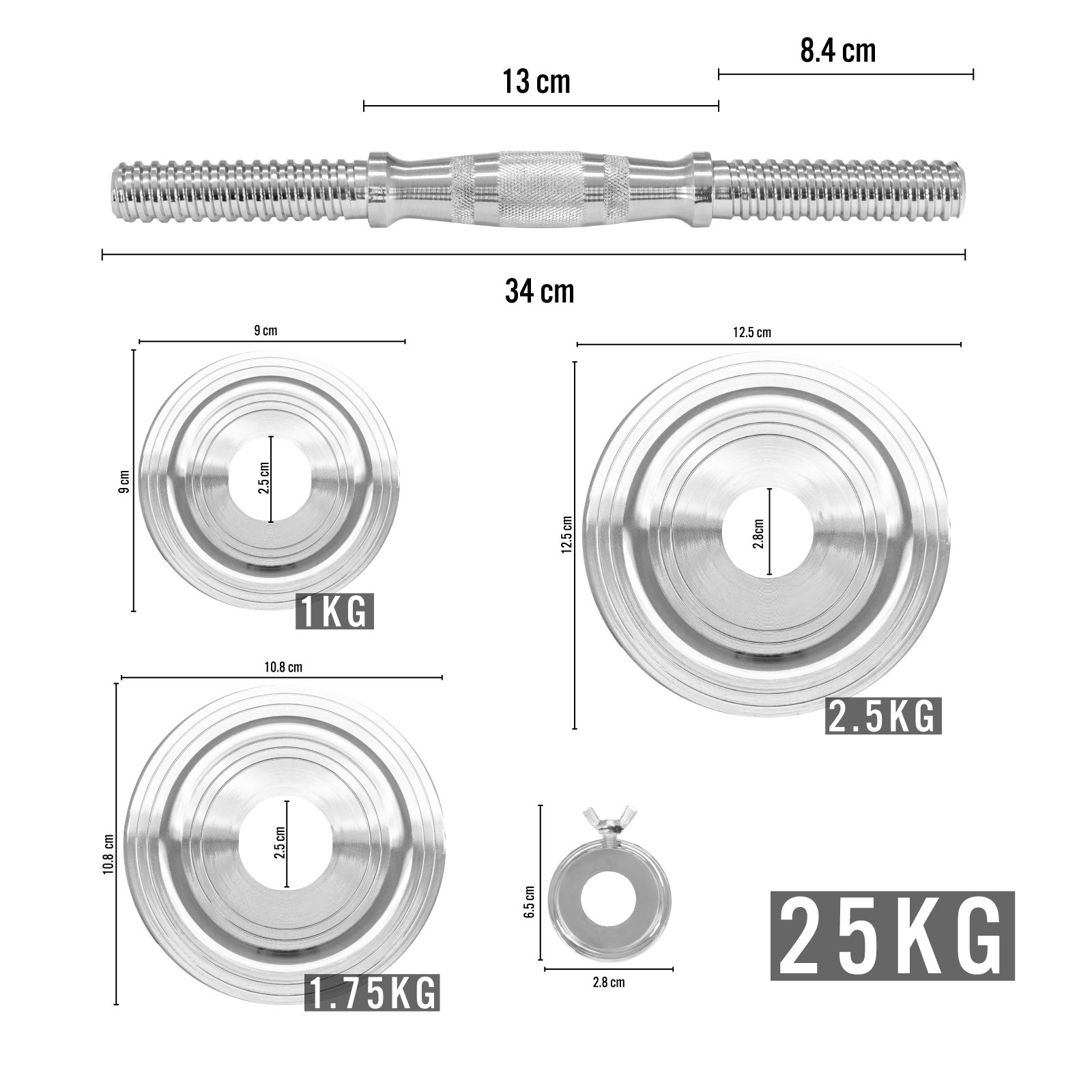 Set de Mancuernas Ajustables Altera de 25 KG con Estuche Incluido
