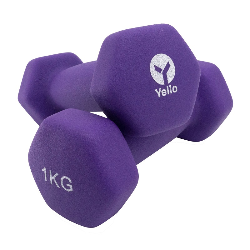 Mancuerna Pesa De Neopreno 1 Kg Gym Entrenamiento Kit 2 Pz. Morada