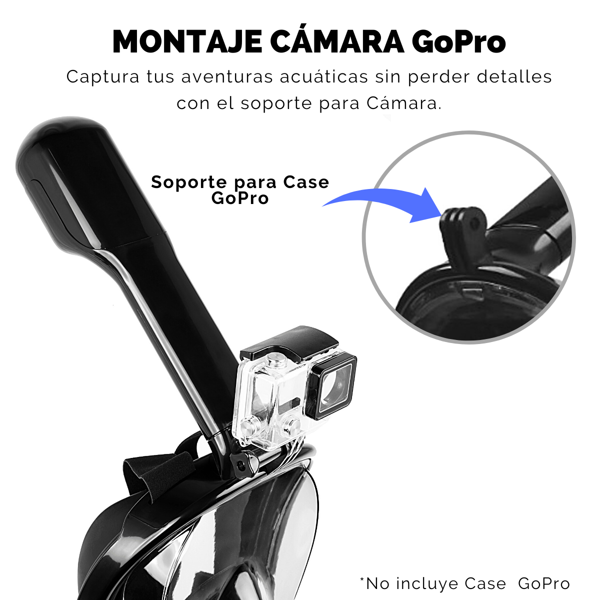 Máscara de Snorkel Negra con Anti-Empañante Talla Grande