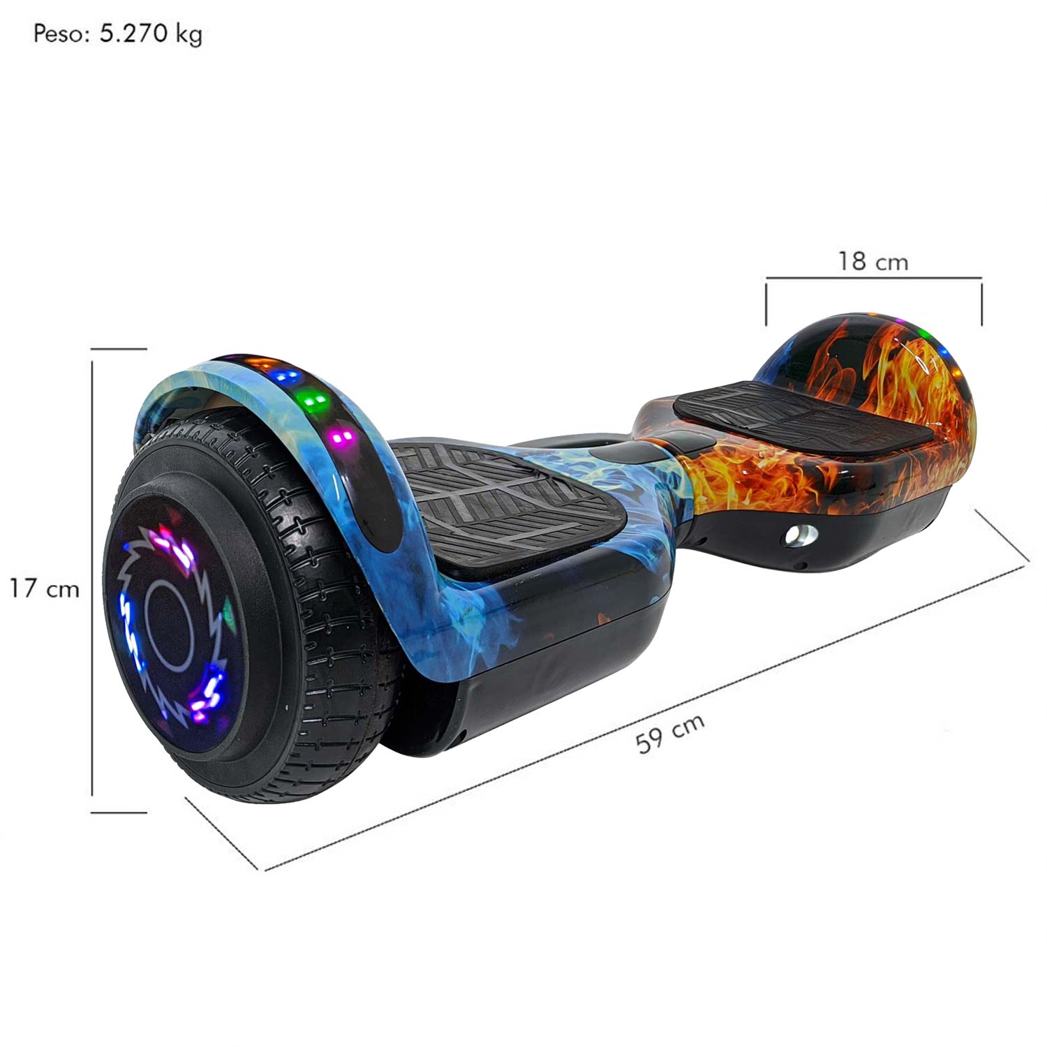 Patineta Electrica Estilo Hoverboard 12 km Bluetooth Luz Led Llamas