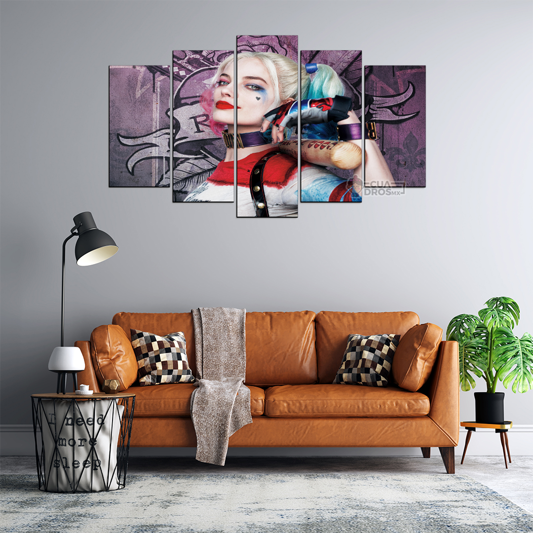 Cuadro Decorativo DC Harley Quinn Escuadrón Suicida 100x60cm 5pzs Cuadros MX