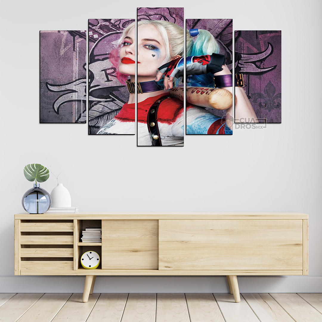 Cuadro Decorativo DC Harley Quinn Escuadrón Suicida 100x60cm 5pzs Cuadros MX