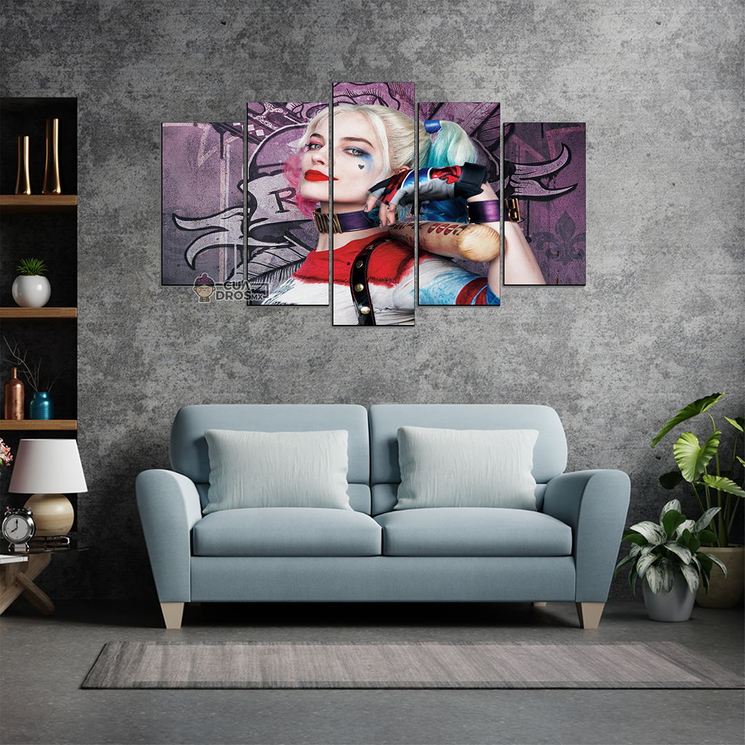 Cuadro Decorativo DC Harley Quinn Escuadrón Suicida 100x60cm 5pzs Cuadros MX
