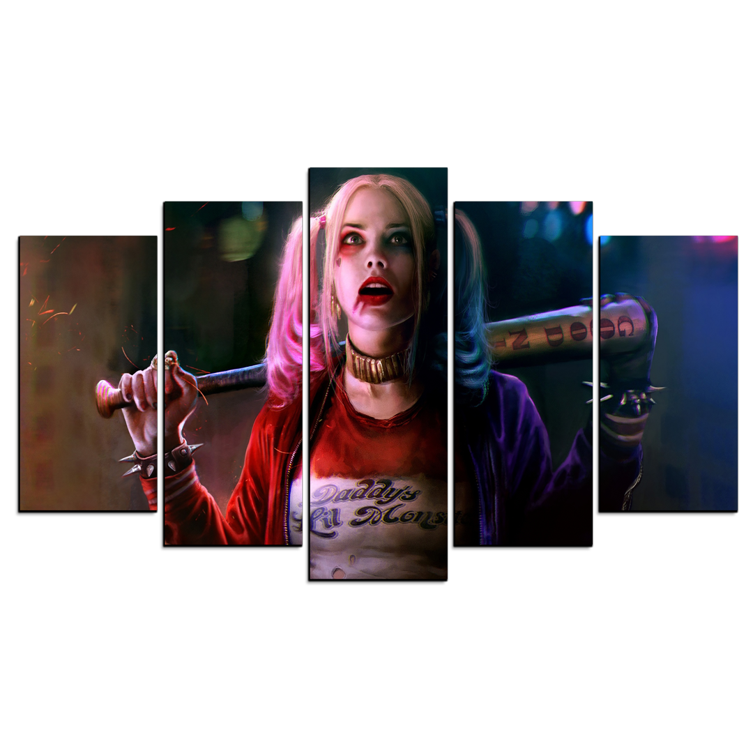 Cuadro Decorativo DC Harley Escuadrón Suicida 100x60cm 5pzs Cuadros MX