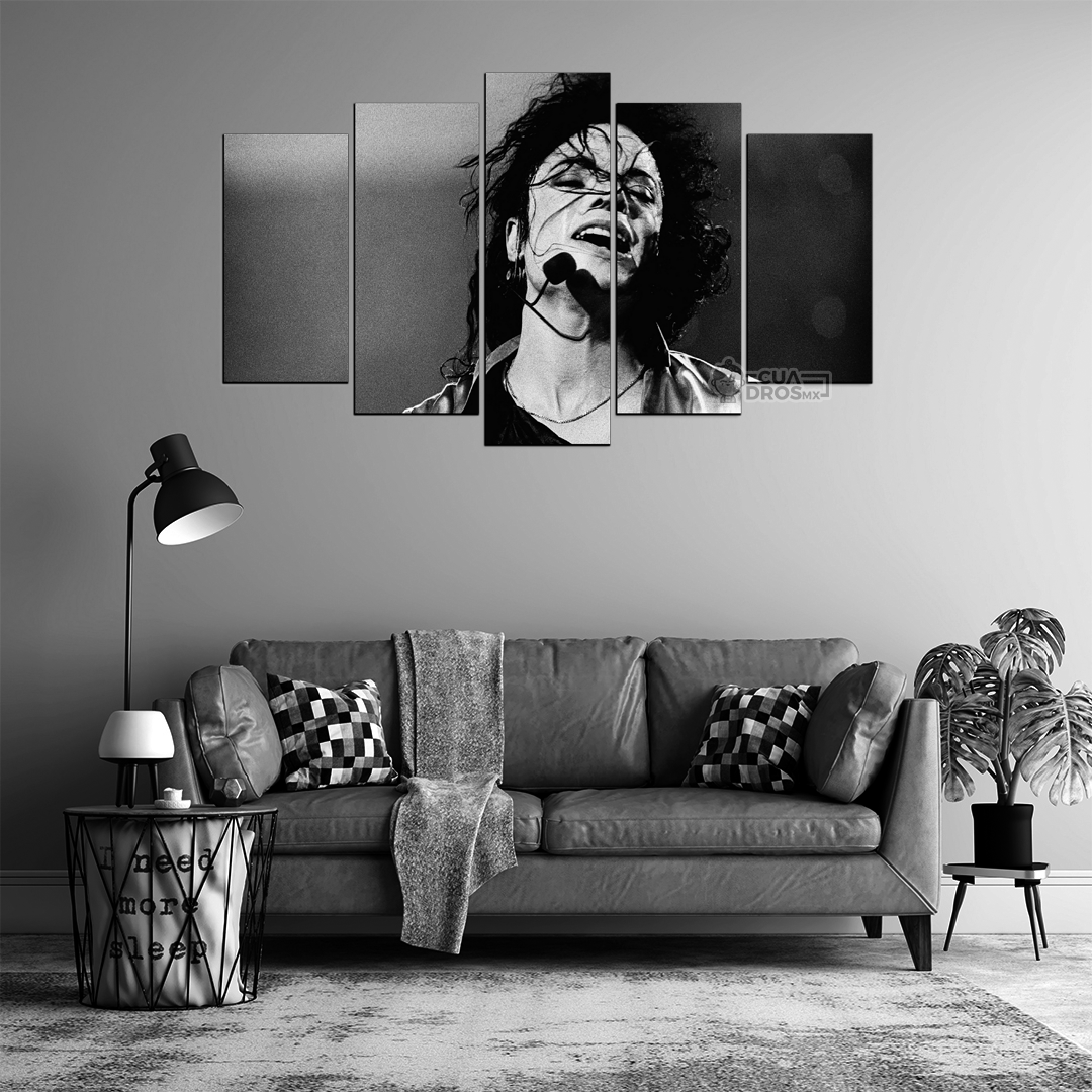 Cuadro Decorativo Michael Jackson Cantando 100x60cm 5pzs Cuadros MX