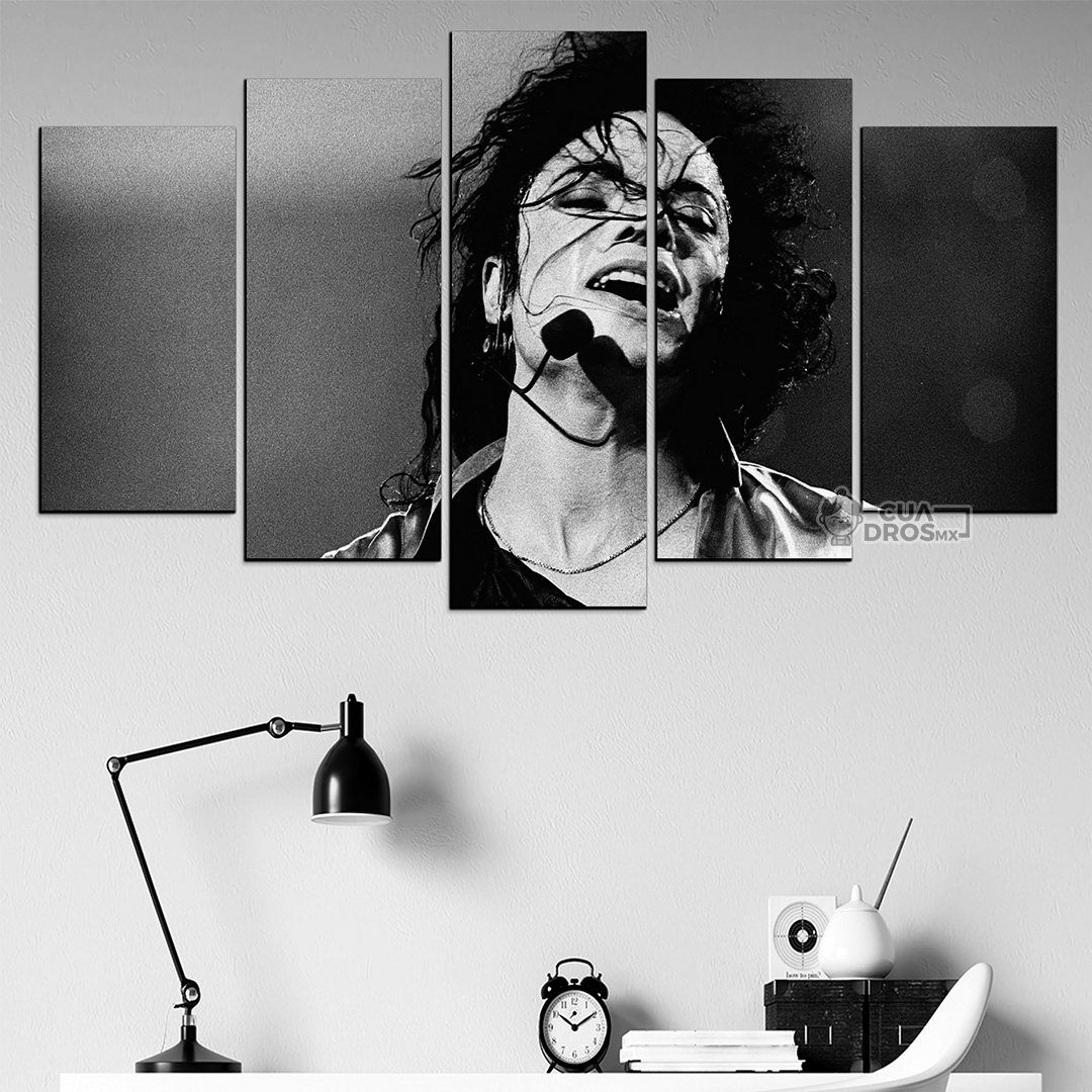 Cuadro Decorativo Michael Jackson Cantando 100x60cm 5pzs Cuadros MX