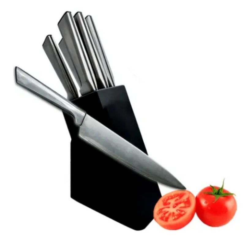 Top Choice 2415-1192 Set 6 Cuchillos De Cocina Chef Acero Inoxidable Base Madera