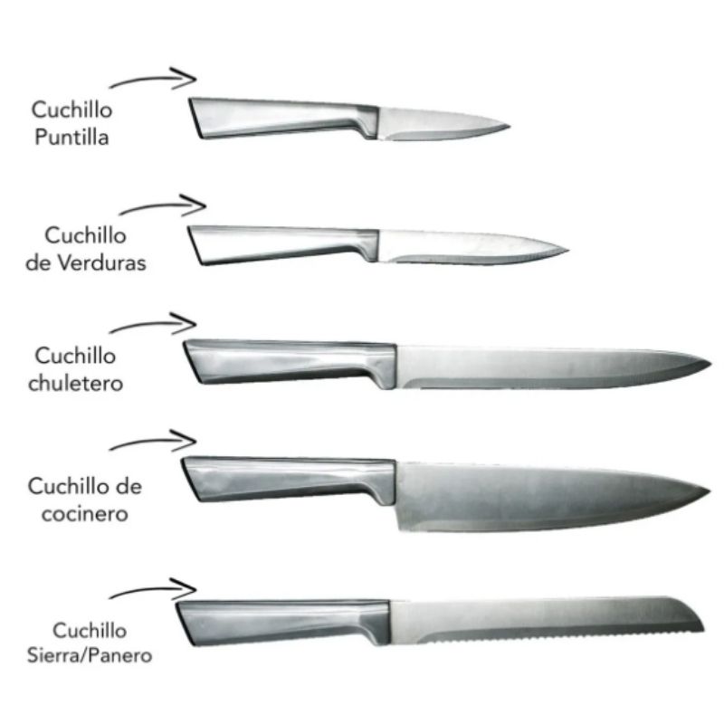 Top Choice 2415-1192 Set 6 Cuchillos De Cocina Chef Acero Inoxidable Base Madera