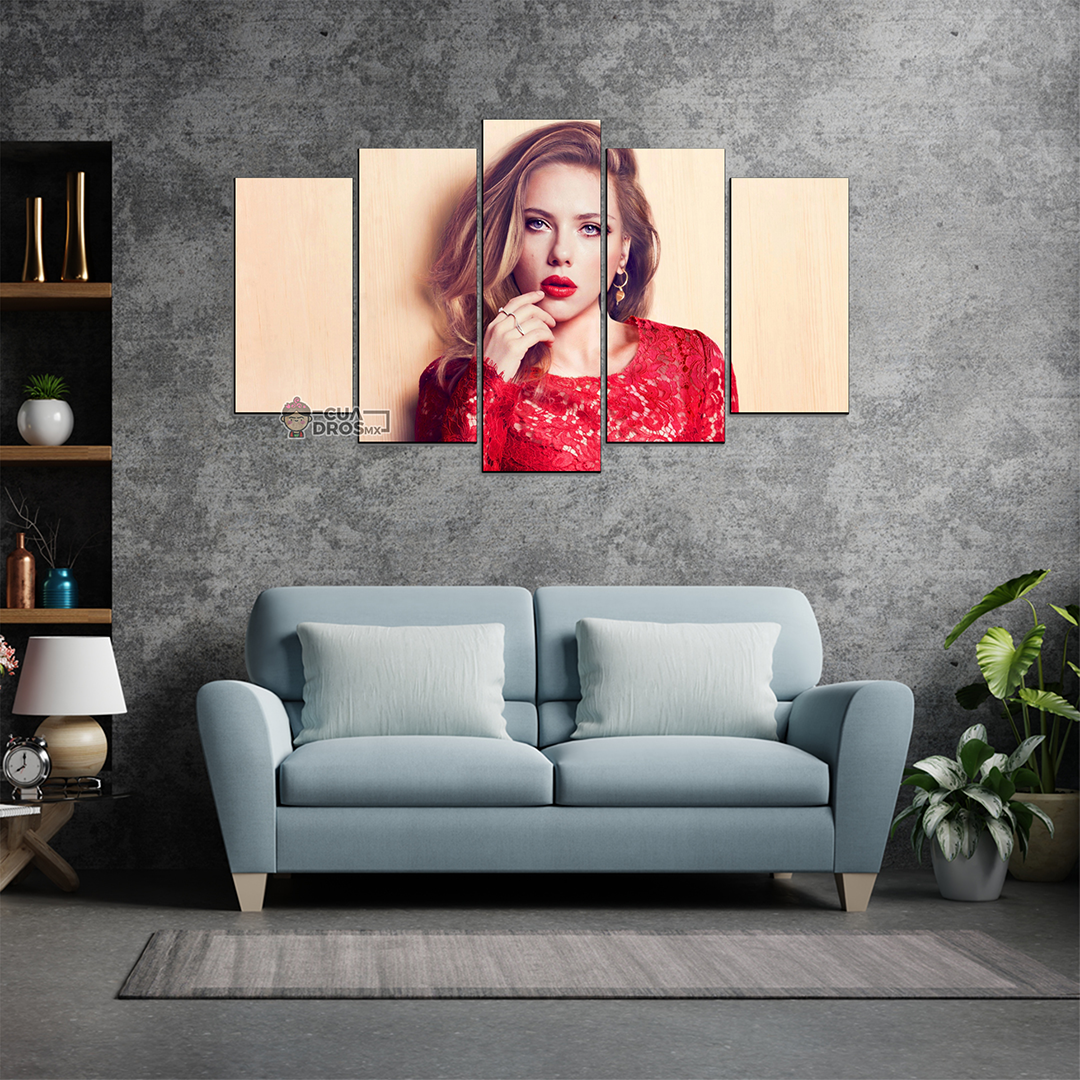Cuadro Decorativo Scarlett Johansson 100x60cm 5pzs Cuadros MX