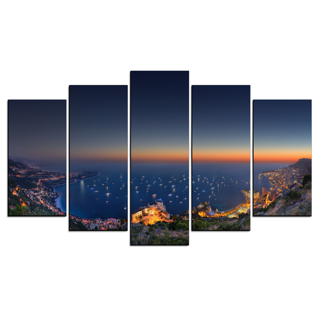 Cuadro Decorativo Bahia de Monaco Paisaje 100x60cm 5pzs Cuadros MX
