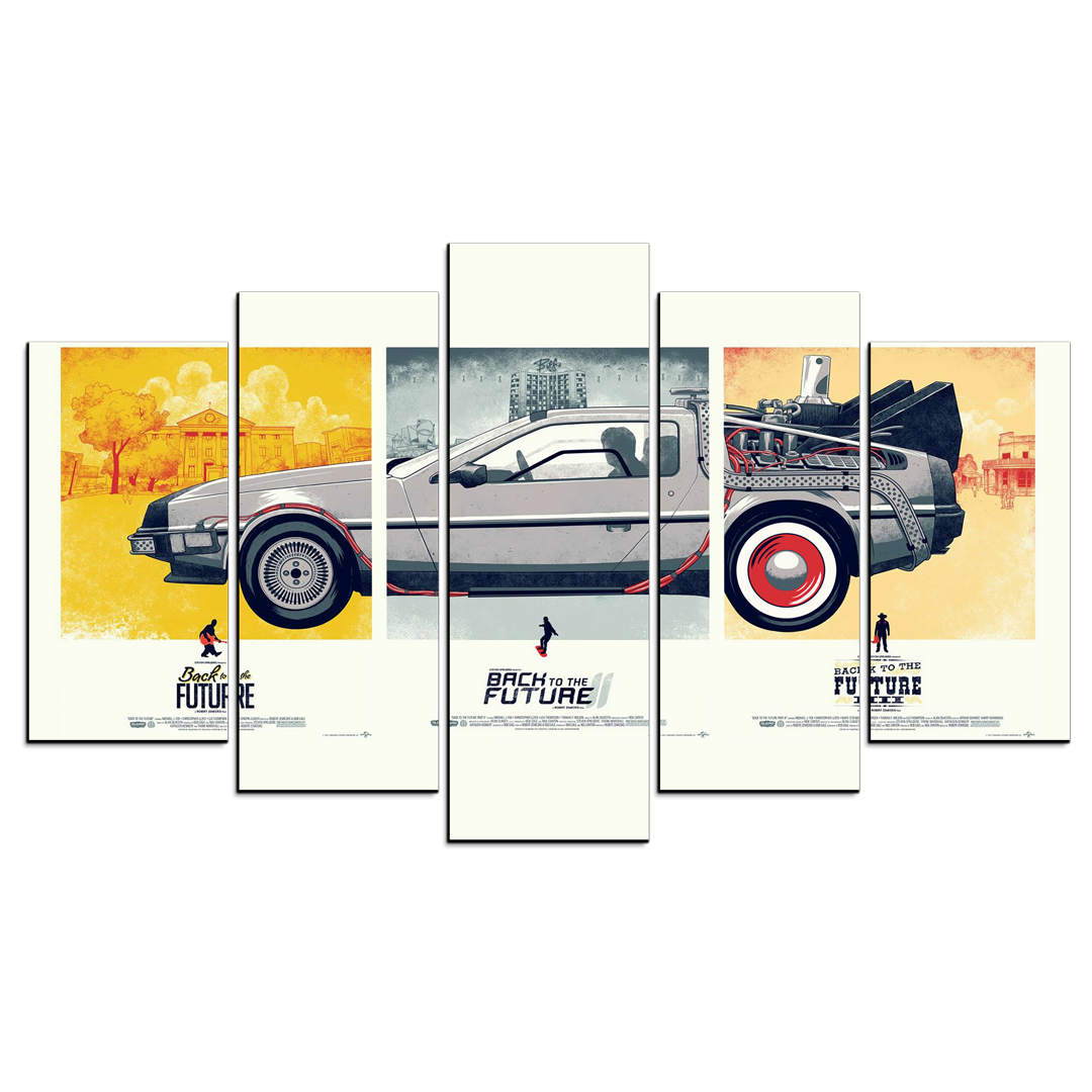 Cuadro Decorativo Volver al Futuro DeLorean Dibujo Nombres Cine 100x60cm 5pzs Cuadros MX