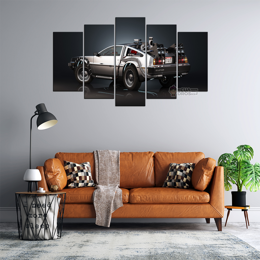 Cuadro Decorativo Volver al Futuro DeLorean Cine 100x60cm 5pzs Cuadros MX