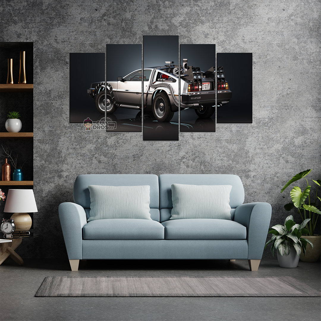Cuadro Decorativo Volver al Futuro DeLorean Cine 100x60cm 5pzs Cuadros MX