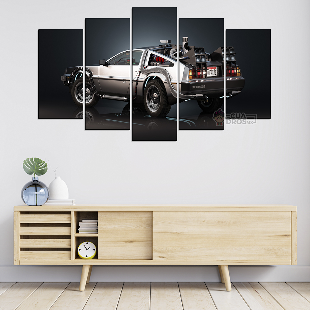 Cuadro Decorativo Volver al Futuro DeLorean Cine 100x60cm 5pzs Cuadros MX