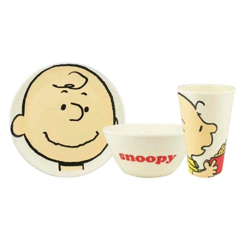 Fun Kids 1762-20 Vajilla Snoopy Charlie Brown Bambú Ecológica Colección 12pz