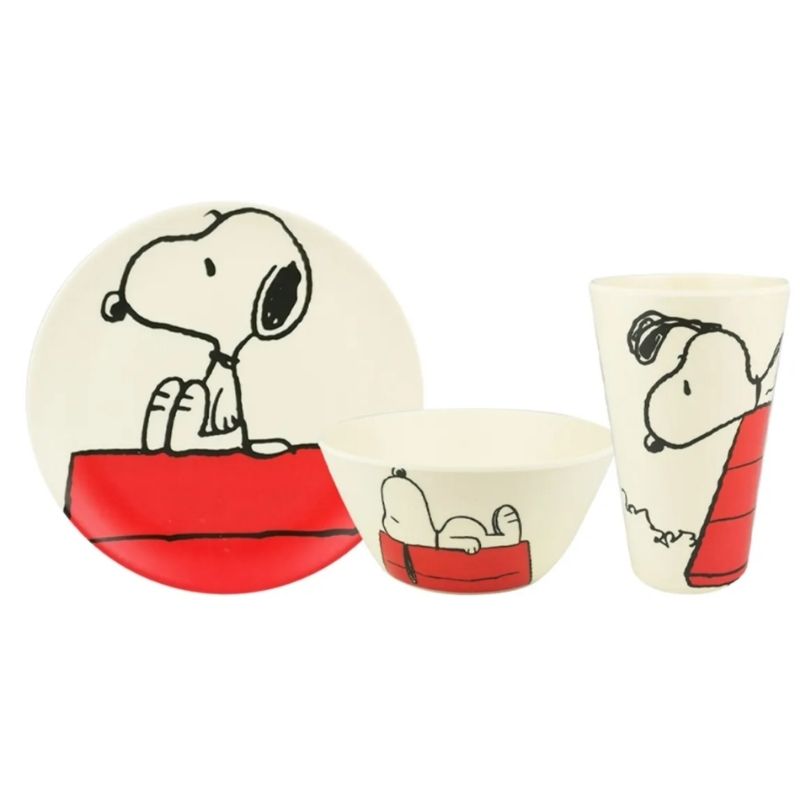 Fun Kids 1762-20 Vajilla Snoopy Charlie Brown Bambú Ecológica Colección 12pz