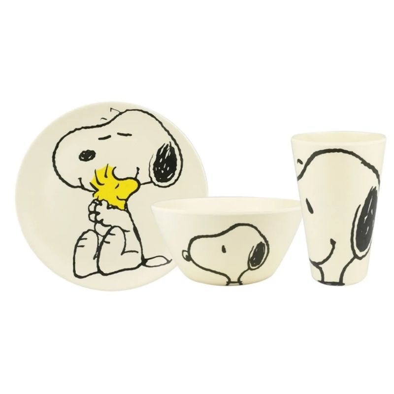 Fun Kids 1762-20 Vajilla Snoopy Charlie Brown Bambú Ecológica Colección 12pz