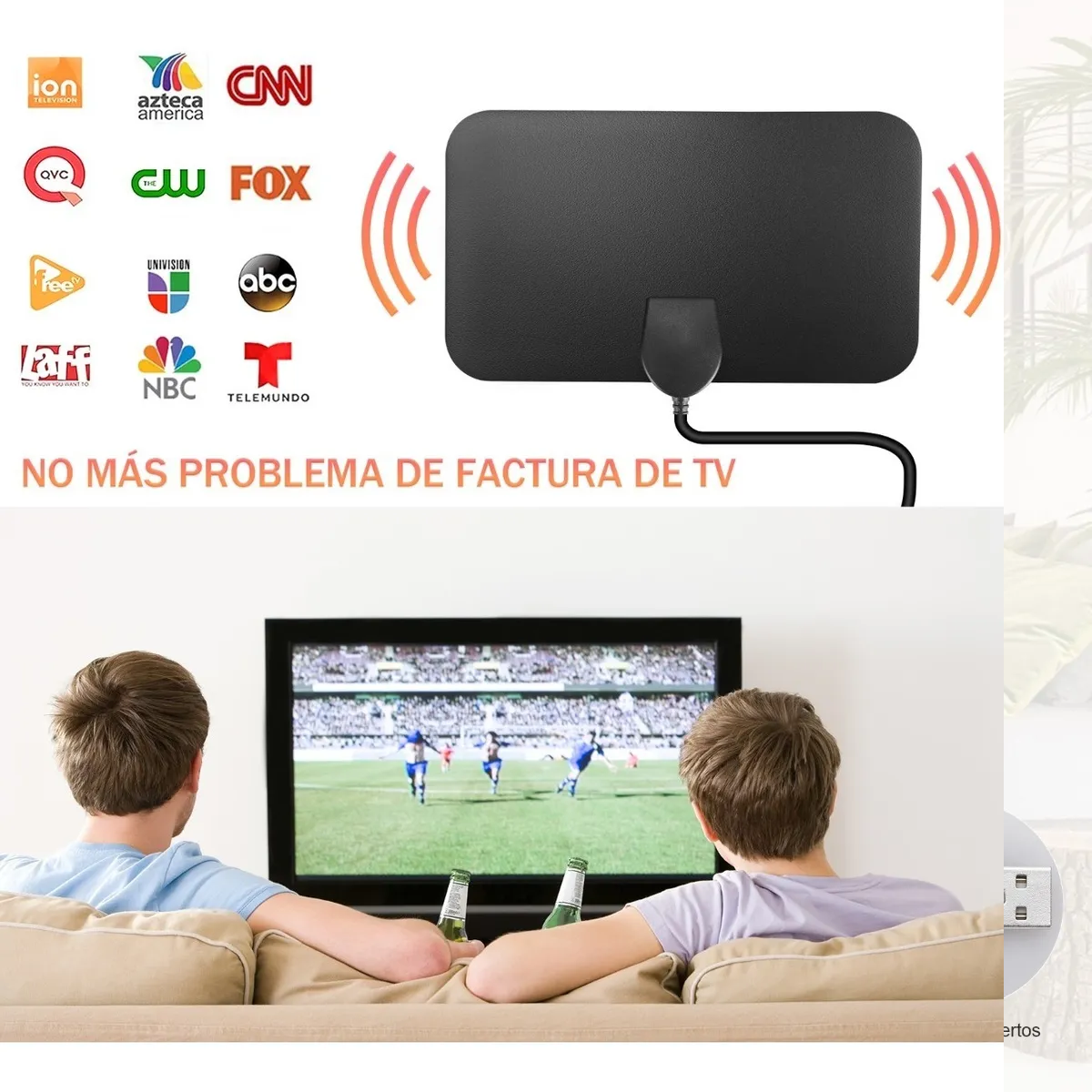 Antena De Tv Digital Hd 1080p Para Interiores Portátil