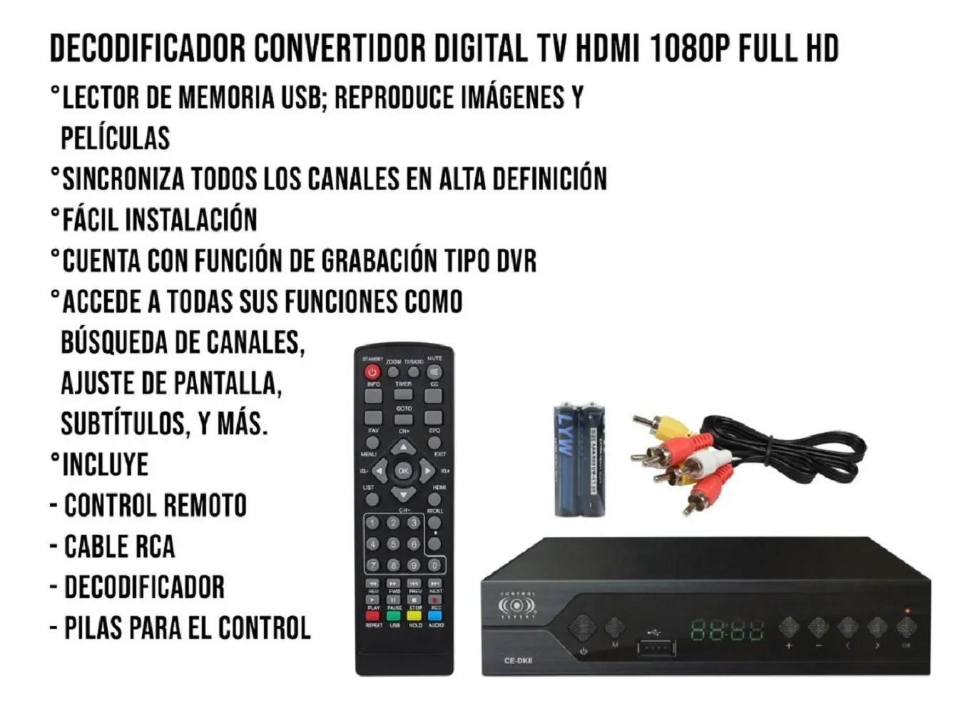Decodificador Convertidor Digital Tv Hdmi 1080p Full Hd