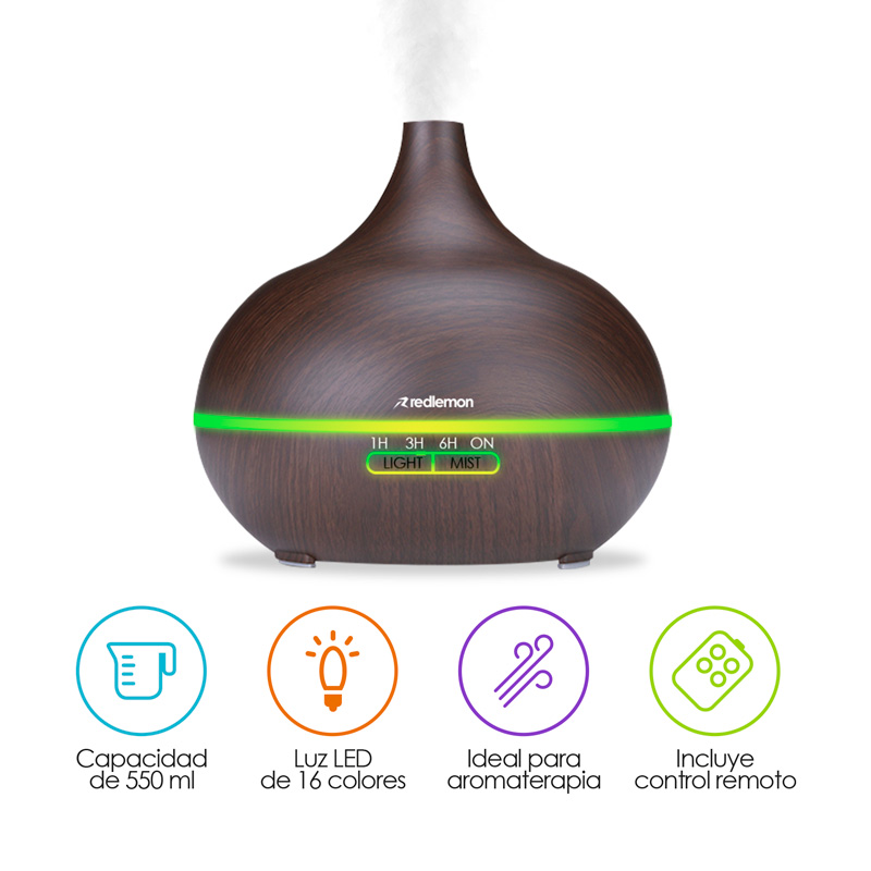 Humidificador y Difusor de Aceites Esenciales con Control Remoto (550ml)