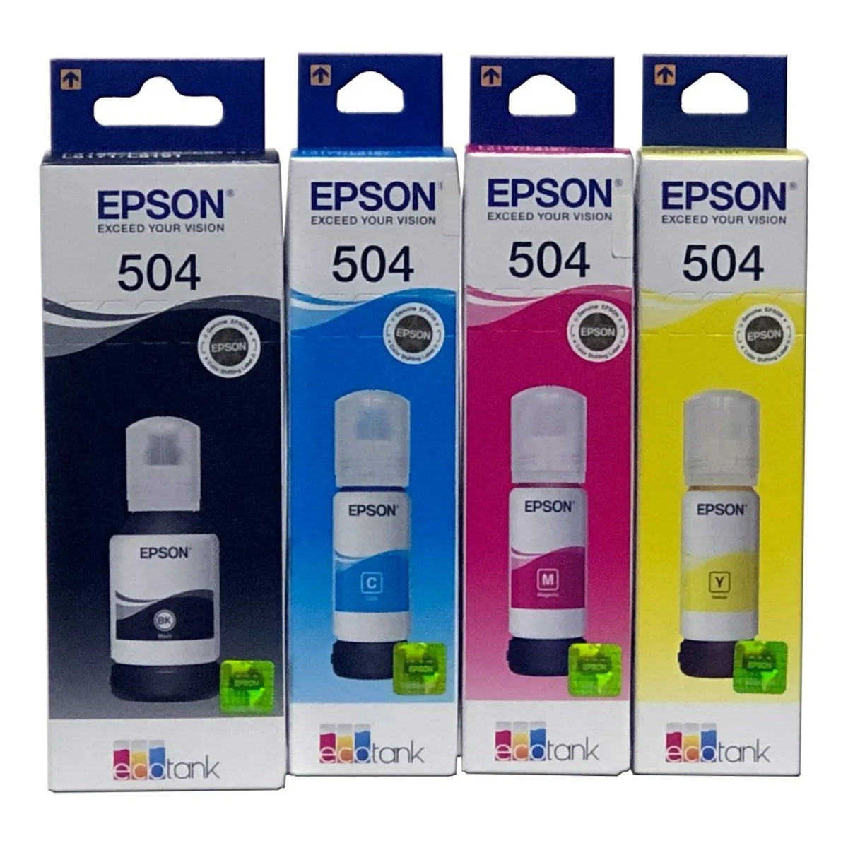 Combo 4 Botella Tinta Epson 504 Negro Cian Magenta Amarillo