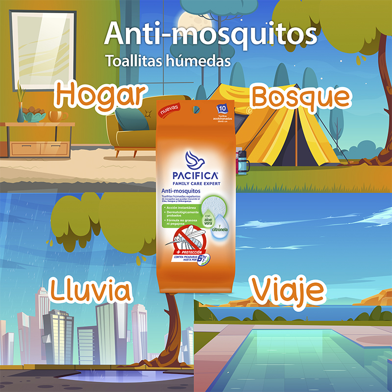Toallitas Húmedas Repelentes Pacifica Anti Mosquitos 120 Toallitas
