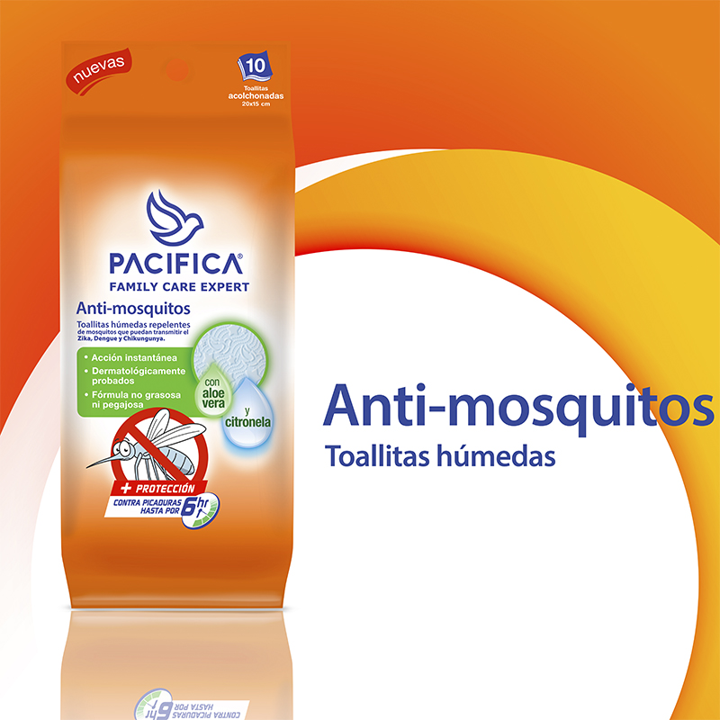 Toallitas Húmedas Repelentes Pacifica Anti Mosquitos 120 Toallitas