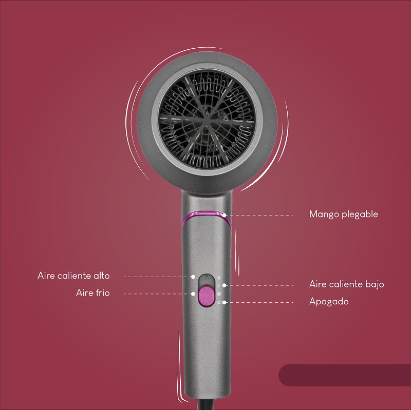 Secadora de pelo rápido portátil plegable silencioso iónico.