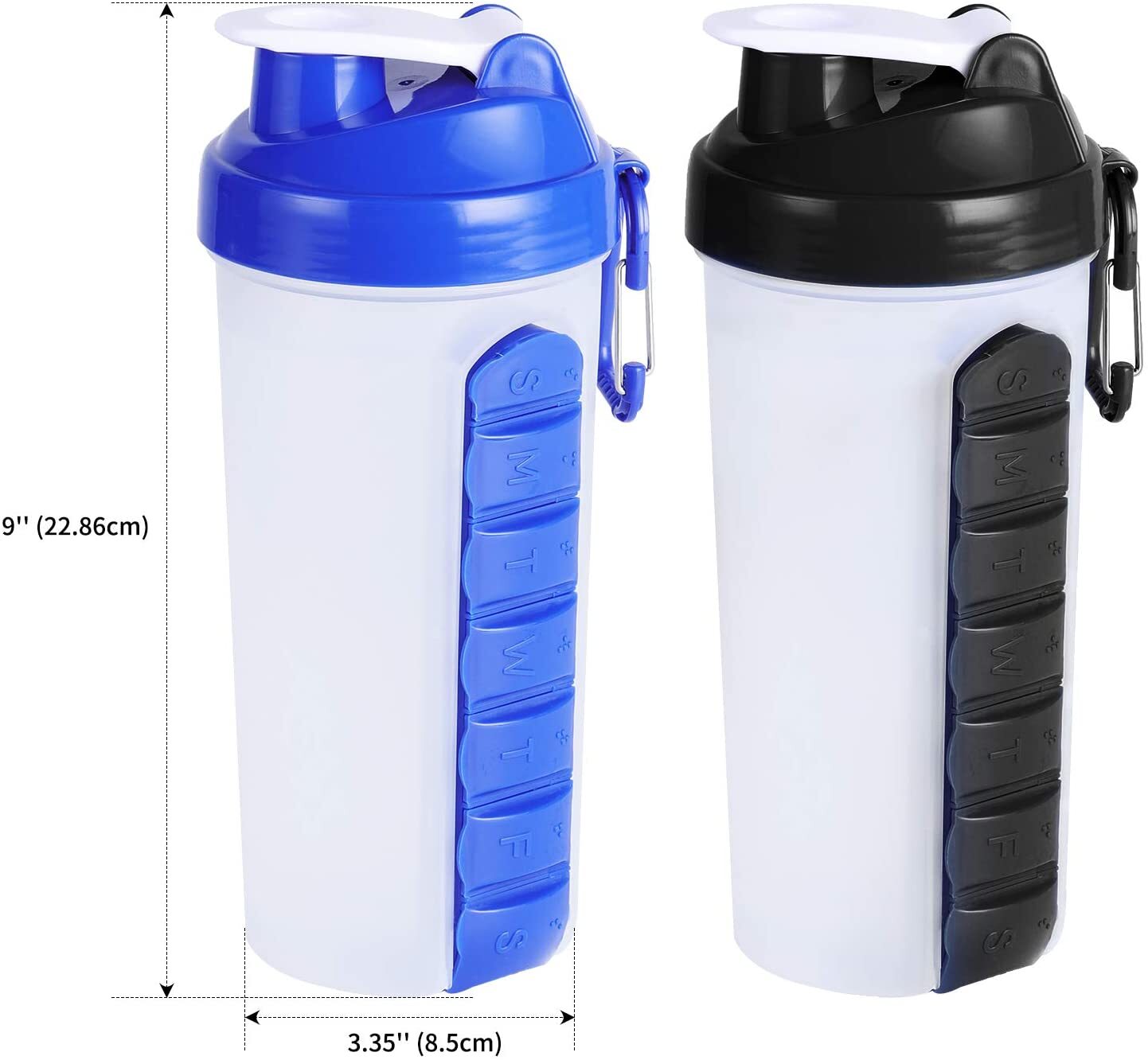 Botella con pastillero integrado.