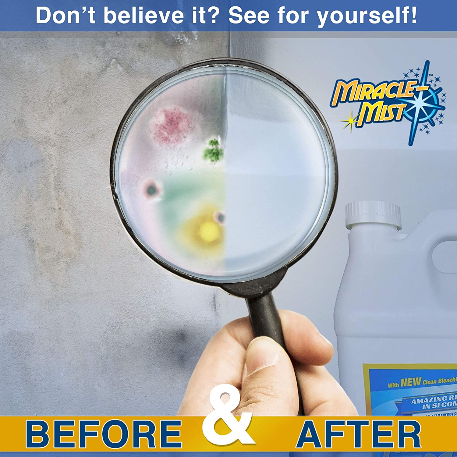 Limpiador  instantáneo de manchas de moho , para uso en interiores y exteriores, baño de larga duración, cubierta, hormigón, vinilo, limpiador de azulejos, 1 galón