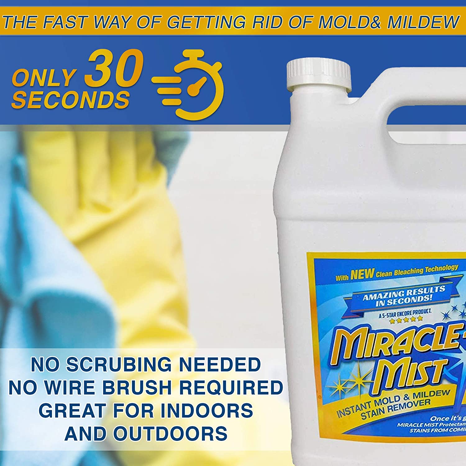 Limpiador  instantáneo de manchas de moho , para uso en interiores y exteriores, baño de larga duración, cubierta, hormigón, vinilo, limpiador de azulejos, 1 galón